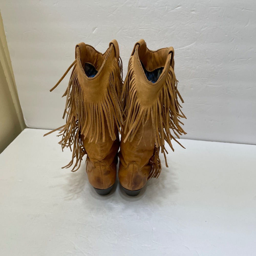 VINTAGE‎ DINGO FRINGE WESTERN BOOTS IN BUTTERY SOFT LEATHER - Picture 4 of 6